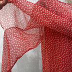 Marjone 1920s Red Silk Chiffon Polka Dot Dress