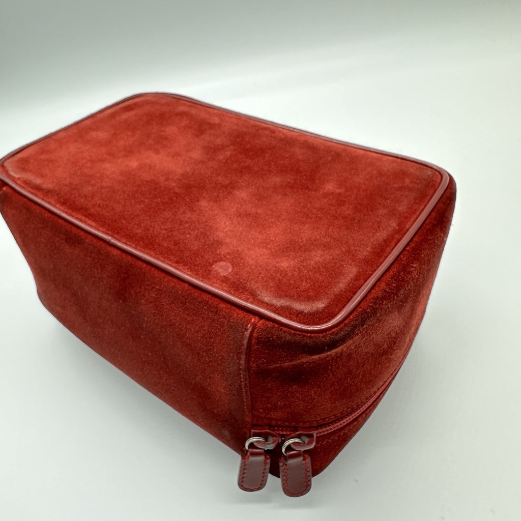 Gucci Horsebit Vanity Case in Red Suede
