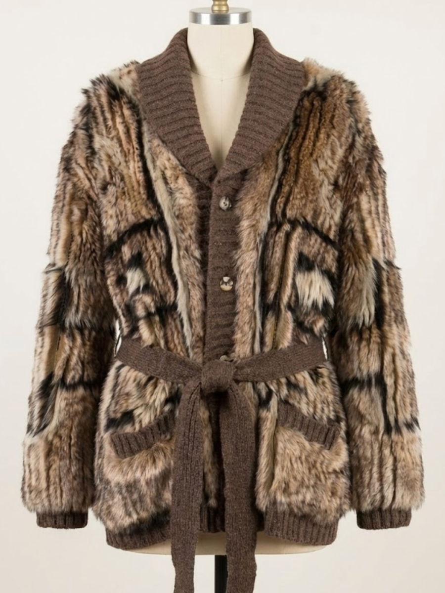 Ralph Lauren Purple Label Brown Lamb Shearling Belted Coat