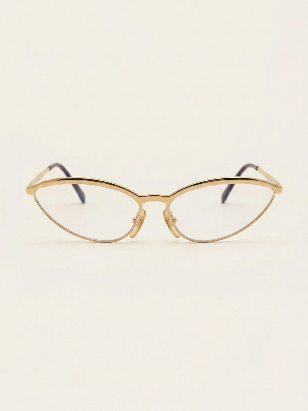 Vintage Gianfranco Ferré 1990s Cat-Eye Sunglasses Gold Half-Rim