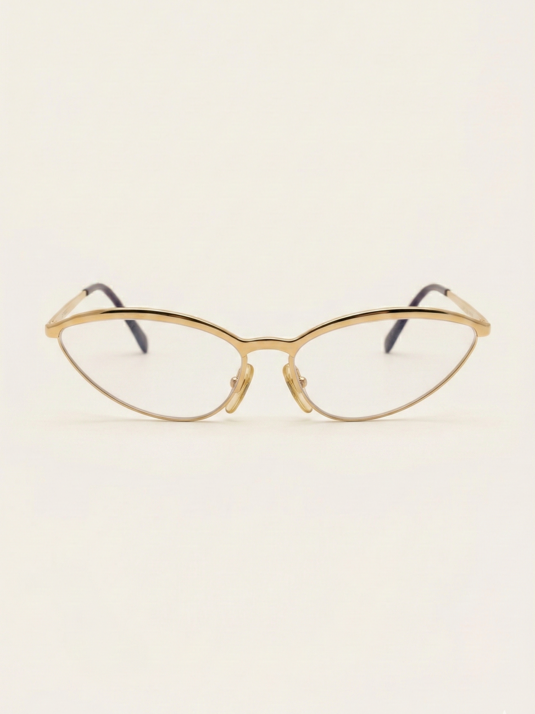 Vintage Gianfranco Ferré 1990s Cat-Eye Sunglasses Gold Half-Rim