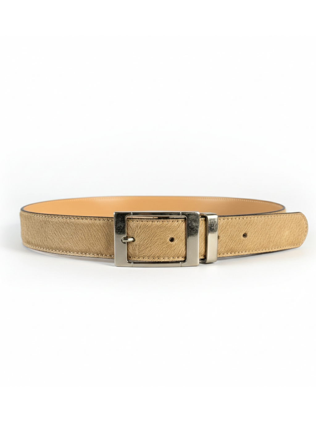 Vintage Beige Pony Hair Leather Belt