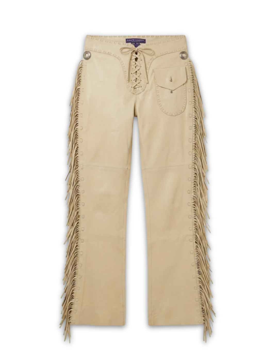 Vintage Ralph Lauren Purple Label Cream Leather Western Fringed Pants