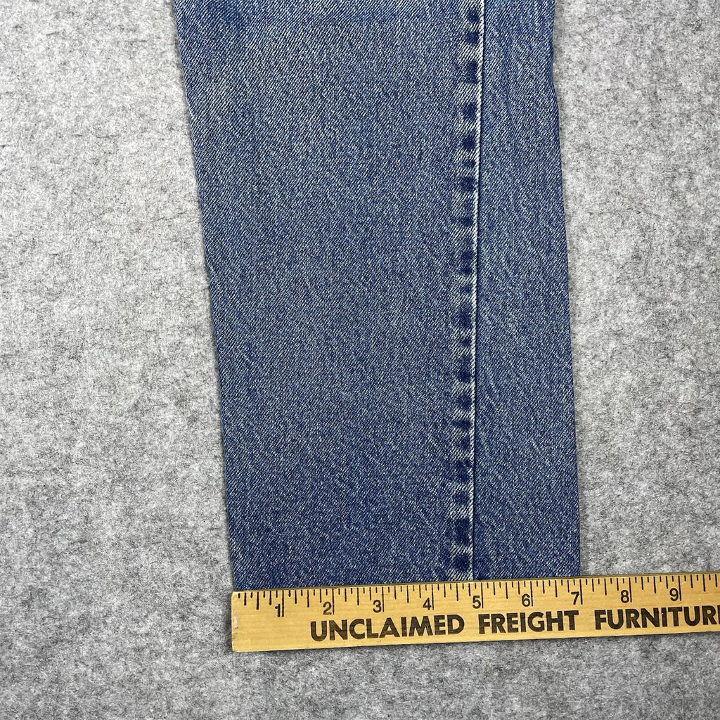 Levi's 505 Orange Tab Jeans, Medium Wash Distressed Denim