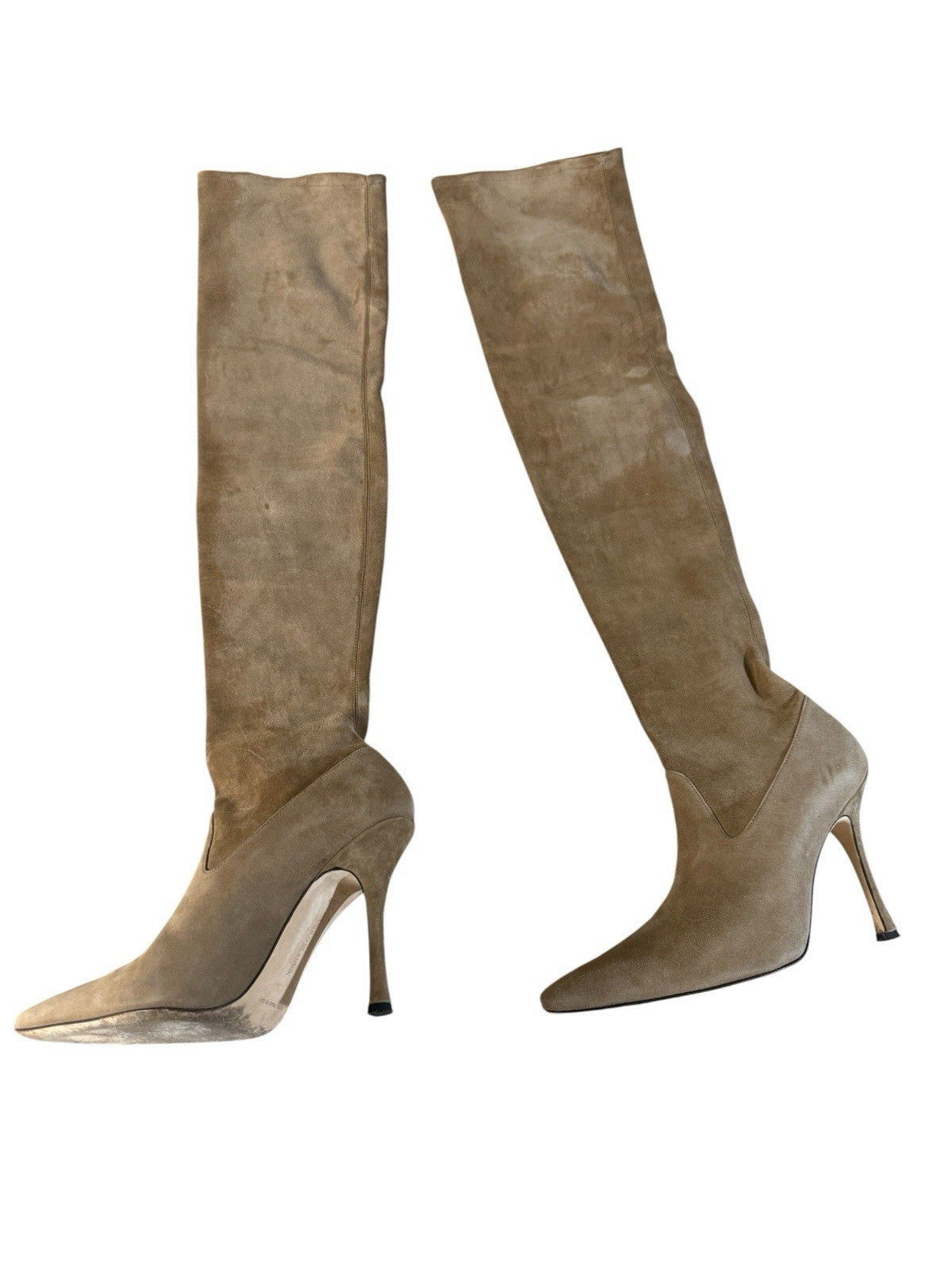Manolo Blahnik Light Brown Suede Over-the-Knee Boots