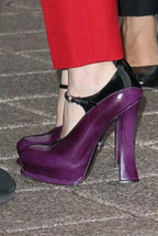Prada Purple Black Patent Leather Strap Maryjane Heels Size EU 35 US 5