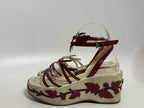 Prada SS1997 Red Floral Platform Sandal Heels