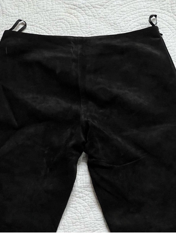 Bebe Black Suede Embellished Bootcut Flare Pants