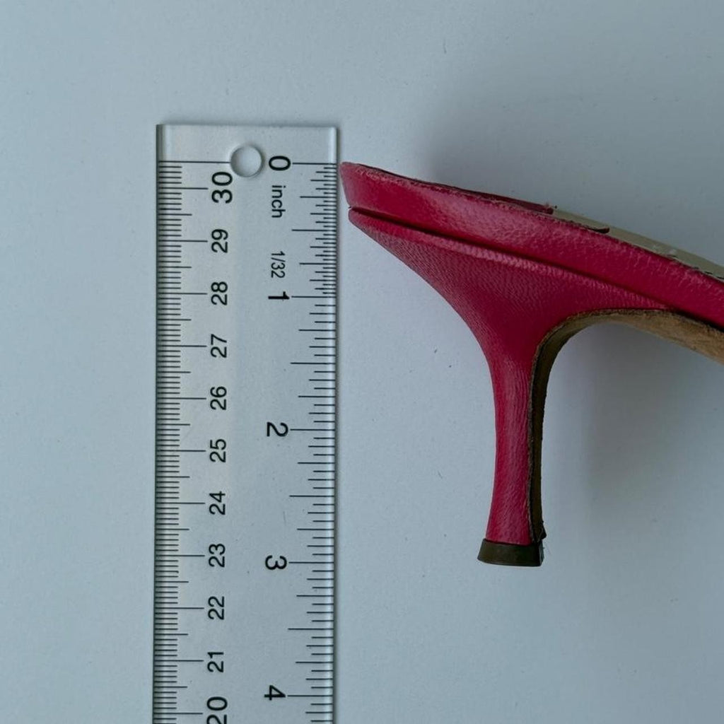 Jimmy Choo Pink Leather Bow Slide Mules