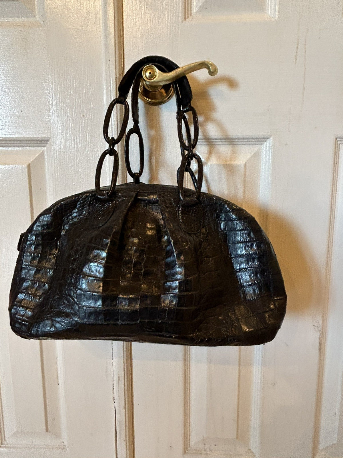 Nancy Gonzalez Black Crocodile Leather Satchel Handbag