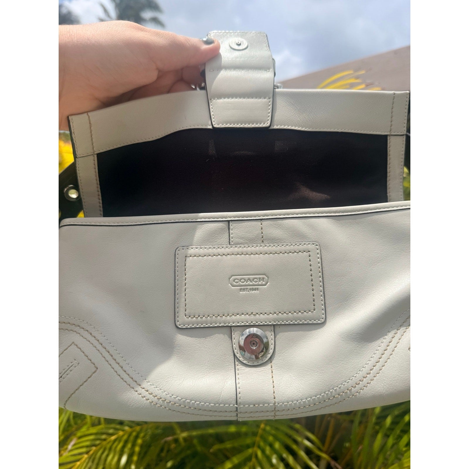 Coach Soho Flap Bag - Black Leather with Silver Buckle