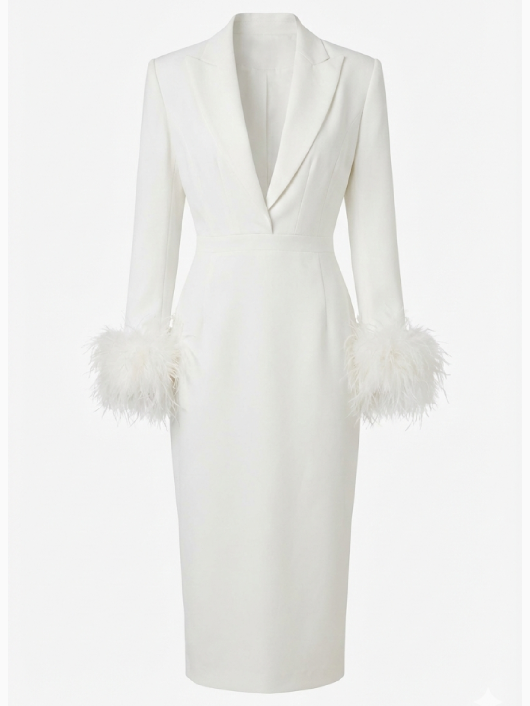 Andrew Gn Feather Trim Blazer Midi Dress