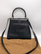 Gucci Black Leather Top Handle Crossbody Satchel Bag