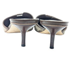 Gucci GG Monogram Square Toe Kitten Heel Mules