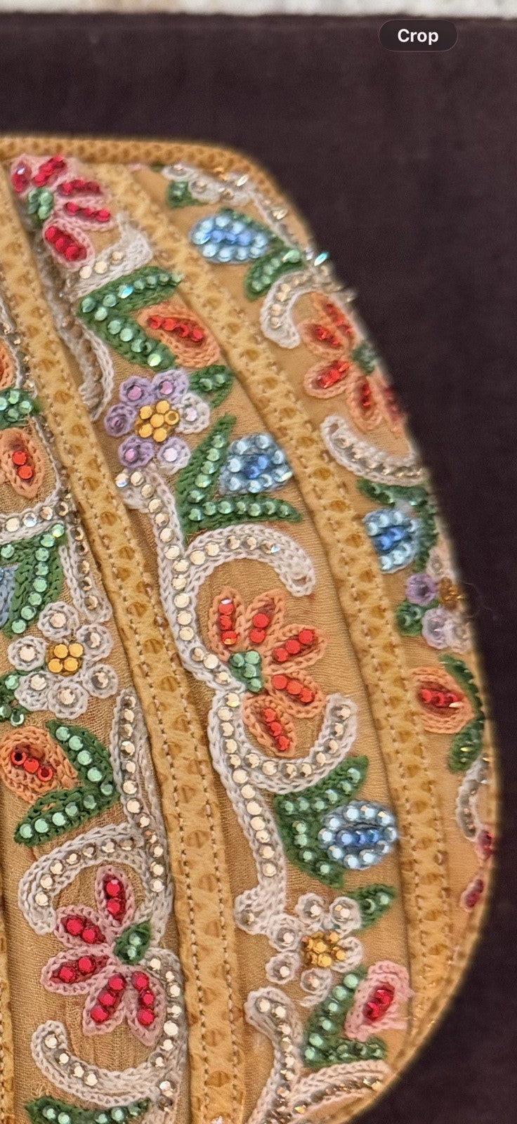 Judith Leiber Beaded Clutch, Gold Multicolor Floral