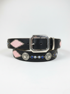 Vintage Jeff Gallea Leather Pony Hair Embellished Boho Belt