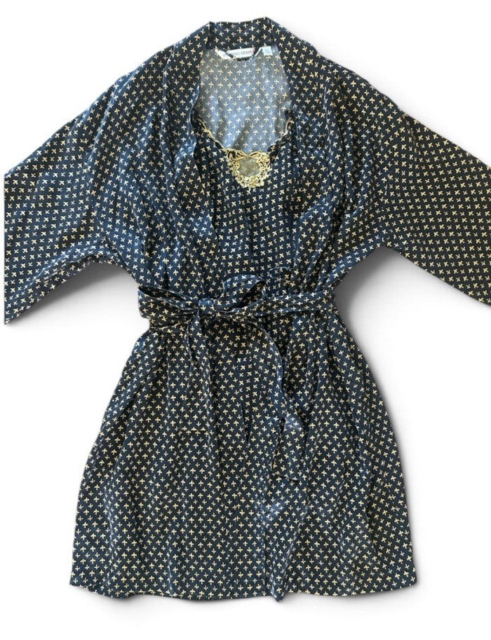 Victoria's Secret Silk Robe in Black and Tan