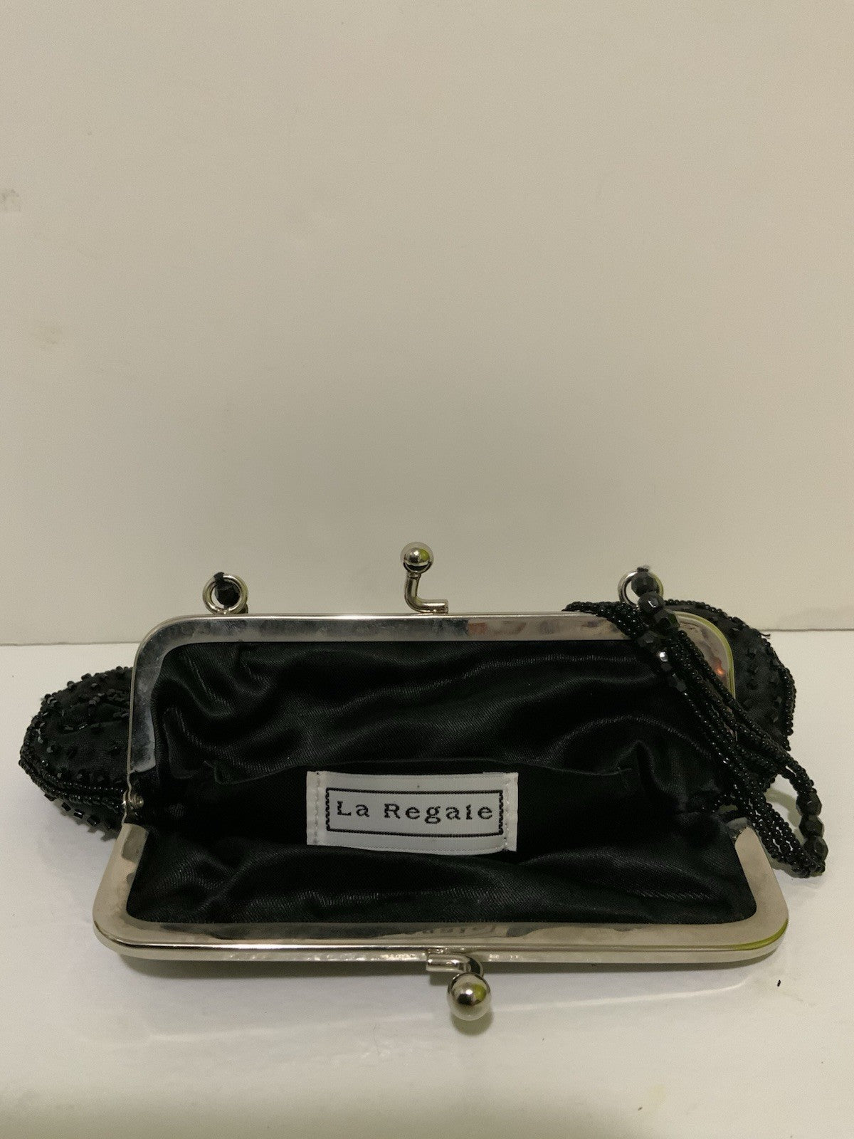 LA REGALE BAGS BLACK BEADED CLUTCH PURSE