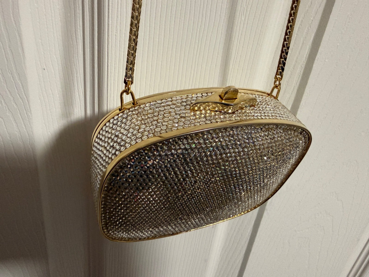 Judith Leiber Crystal Clutch, Gold Rhinestone