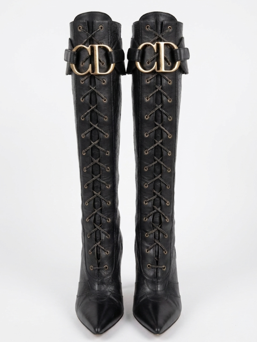 Christian Dior Fall 2000 CD Croc-Embossed Knee-High Boots