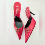 Christian Dior by John Galliano Red Leather Diva Mule Heels