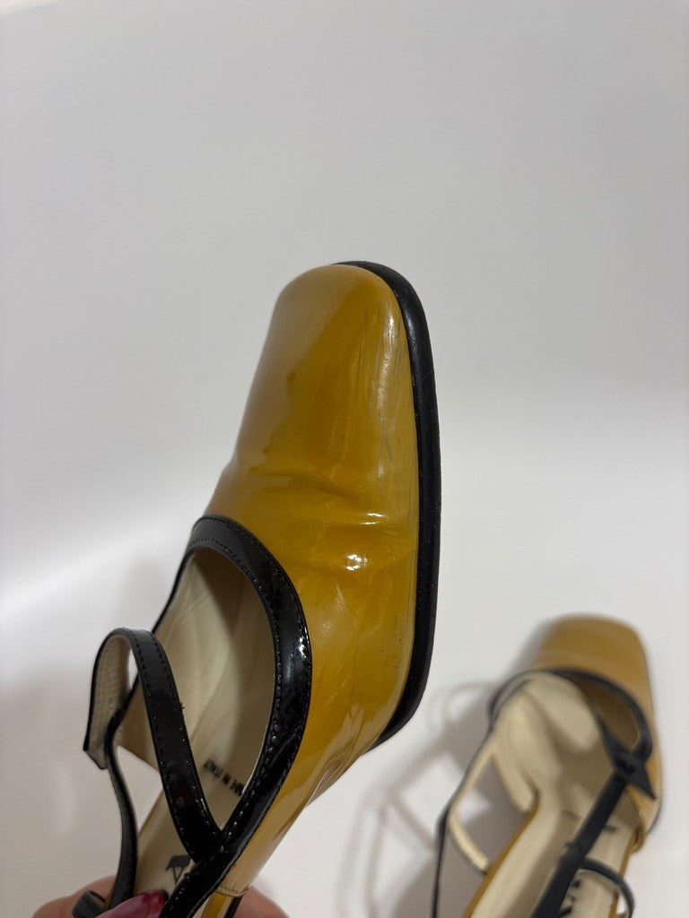 Prada Vintage Mustard Yellow Slingback Heels