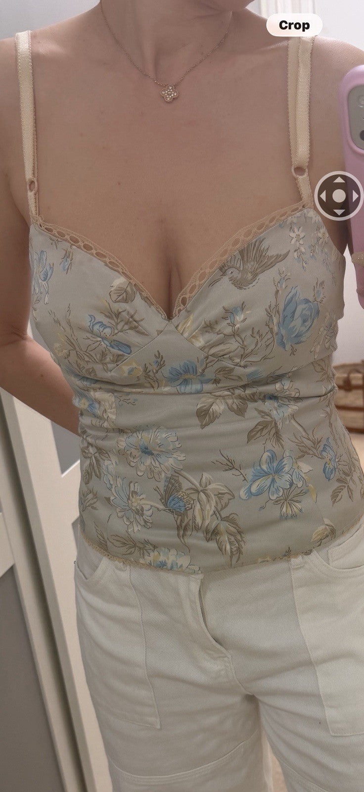 D&G Dolce & Gabbana Floral Blue Bustier Cami Top