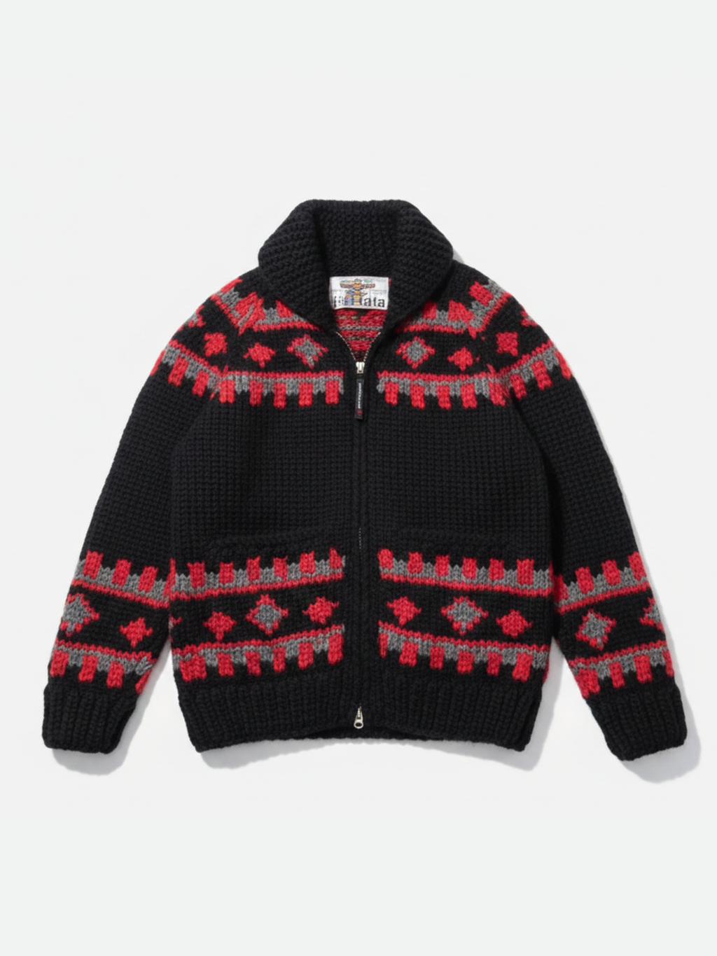 Kanata Cowichan Hand-Knit Wool Zip-Up Sweater — Made in Canada