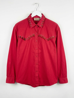 Tillman Vintage Red Western Button-Up Shirt with Leather Grommet Detail