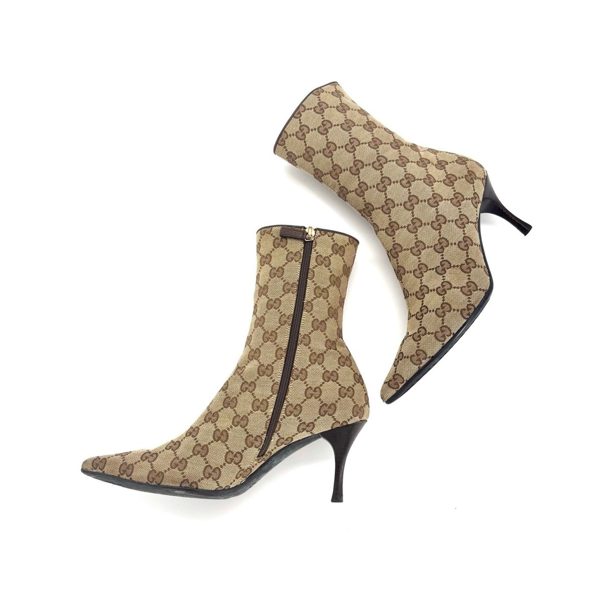 Gucci by Tom Ford GG Monogram Canvas Pointed-Toe Ankle Boots