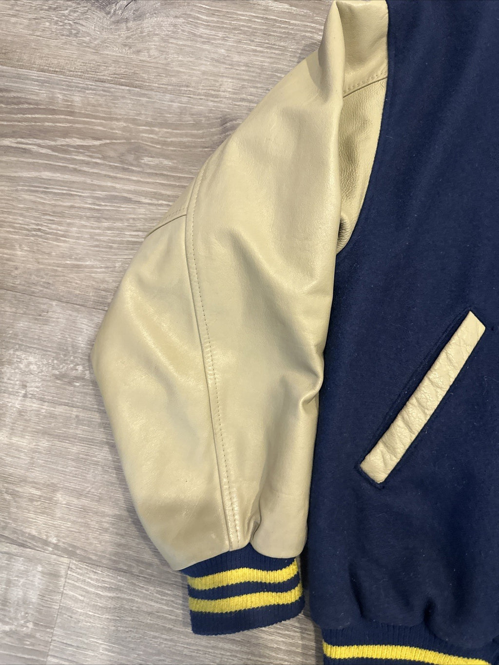 Nike NCAA Varsity Bomber Jacket with Leather Sleeves