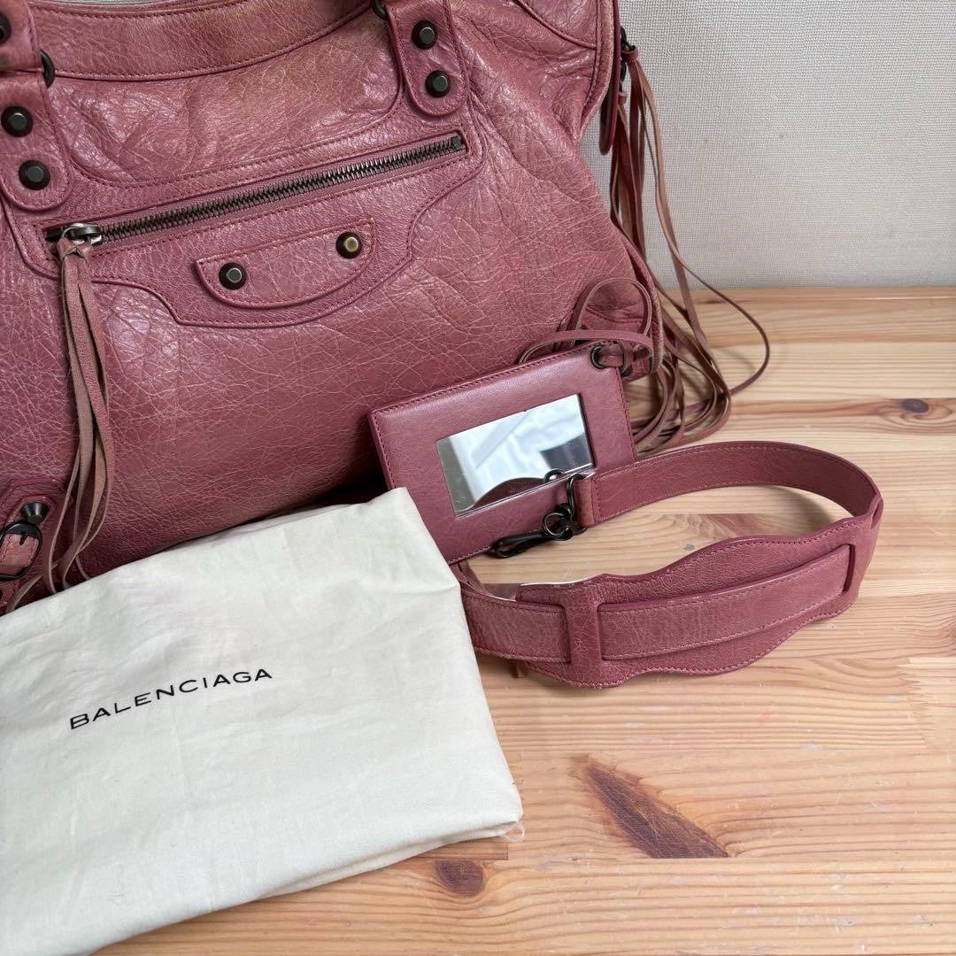 Balenciaga The City 115748 2-Way Shoulder Bag in Pink Leather