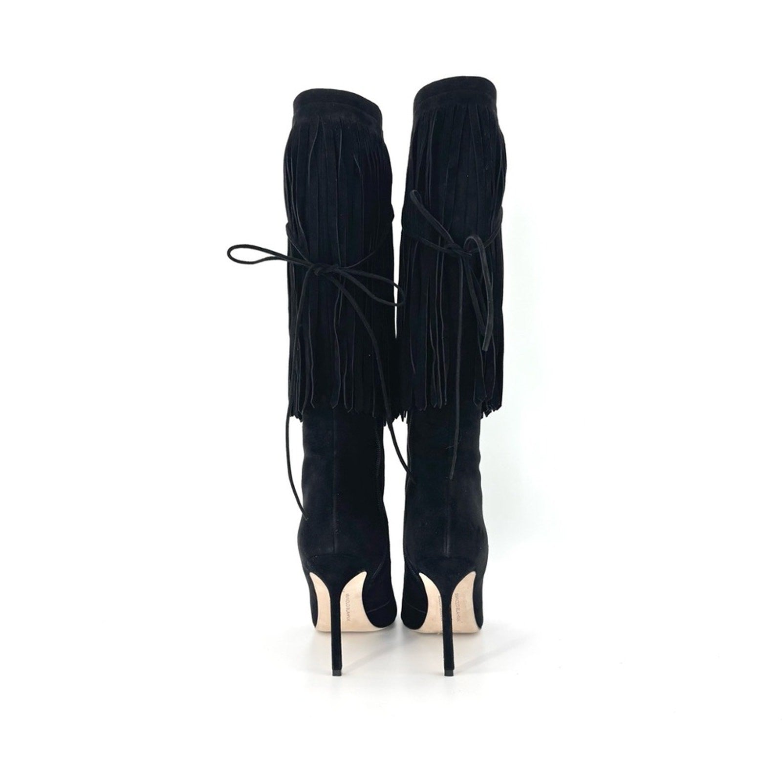 Manolo Blahnik Siouxi 105 Fringed Suede Knee-High Boots