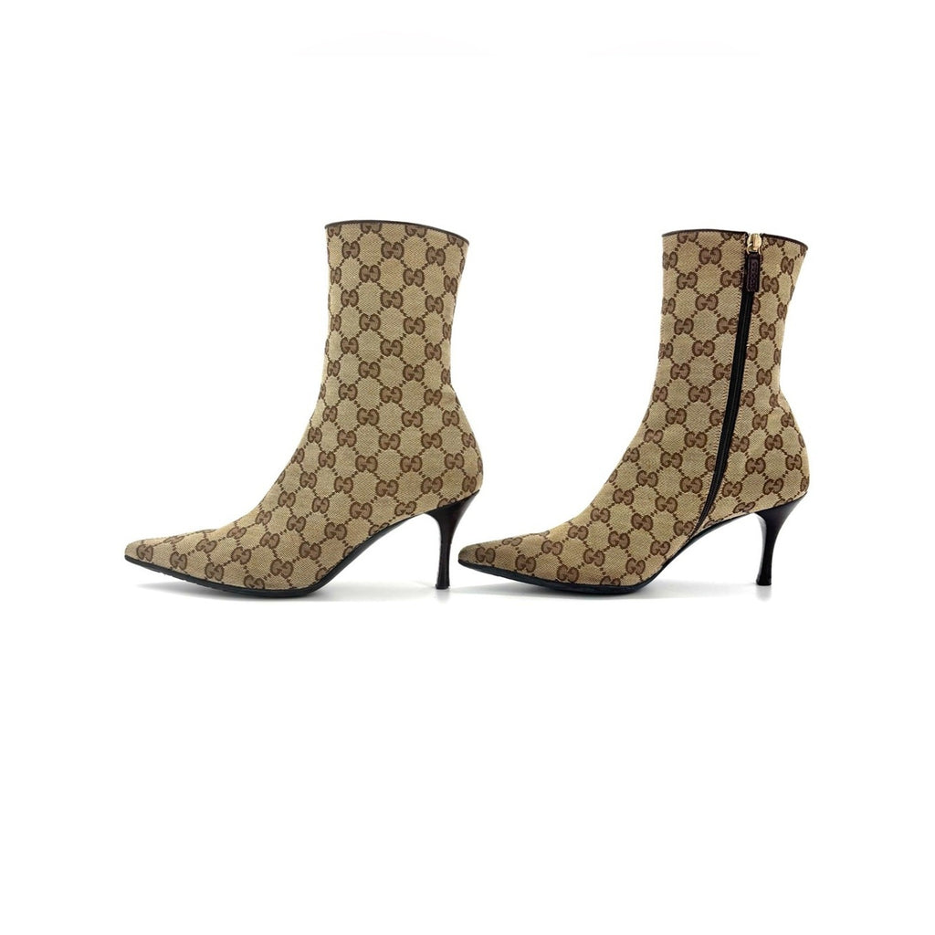 Gucci by Tom Ford GG Monogram Canvas Pointed-Toe Ankle Boots