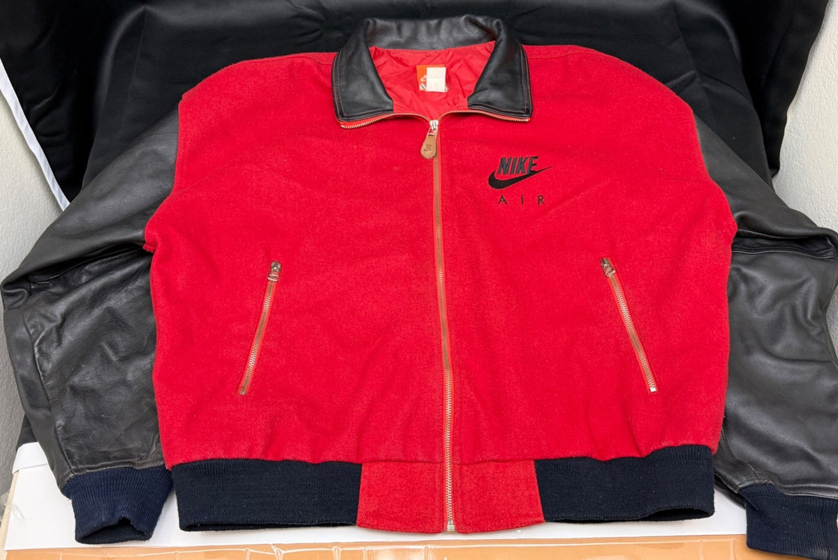 Nike Air Varsity Jacket, Red & Black Wool and Leather
