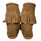 Minnetonka Tramper Fringe Ankle Moccasin Boots, Brown Suede