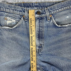 Levi's 505 Orange Tab Jeans, Medium Wash Distressed Denim