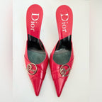 Christian Dior by John Galliano Red Leather Diva Mule Heels