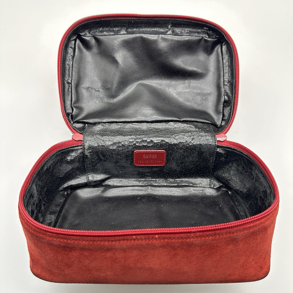 Gucci Horsebit Vanity Case in Red Suede
