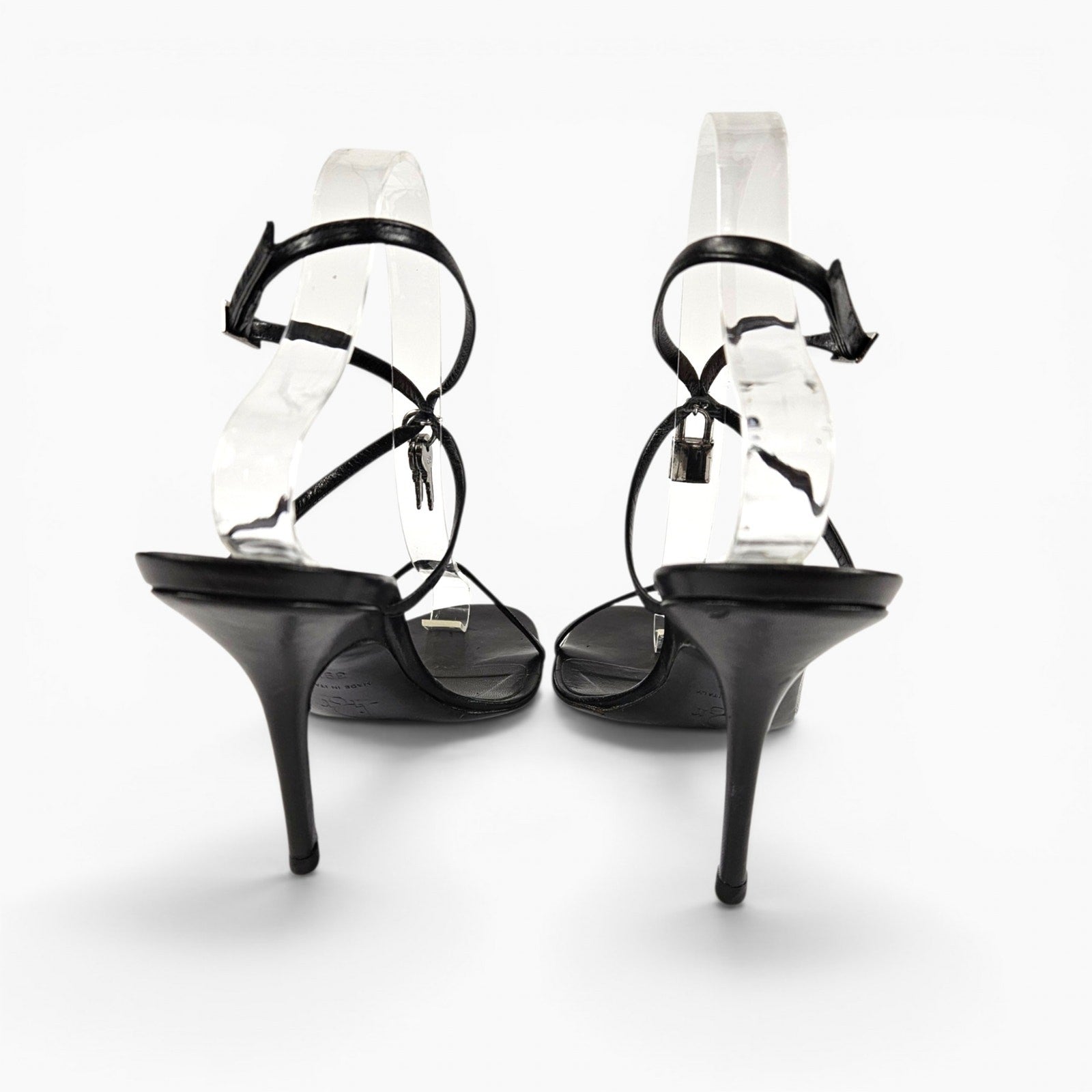 Dior by John Galliano Lock & Key Strappy Sandal Heels, Black