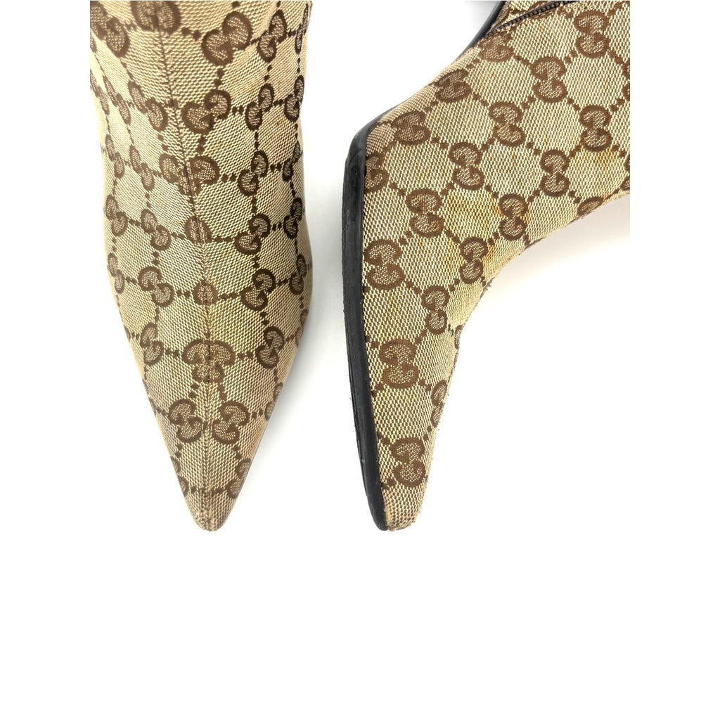 Gucci by Tom Ford GG Monogram Canvas Pointed-Toe Ankle Boots