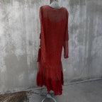 Marjone 1920s Red Silk Chiffon Polka Dot Dress
