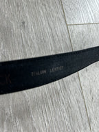 Terry Stack Italian Leather Belt in Black &amp; White Pony Hair