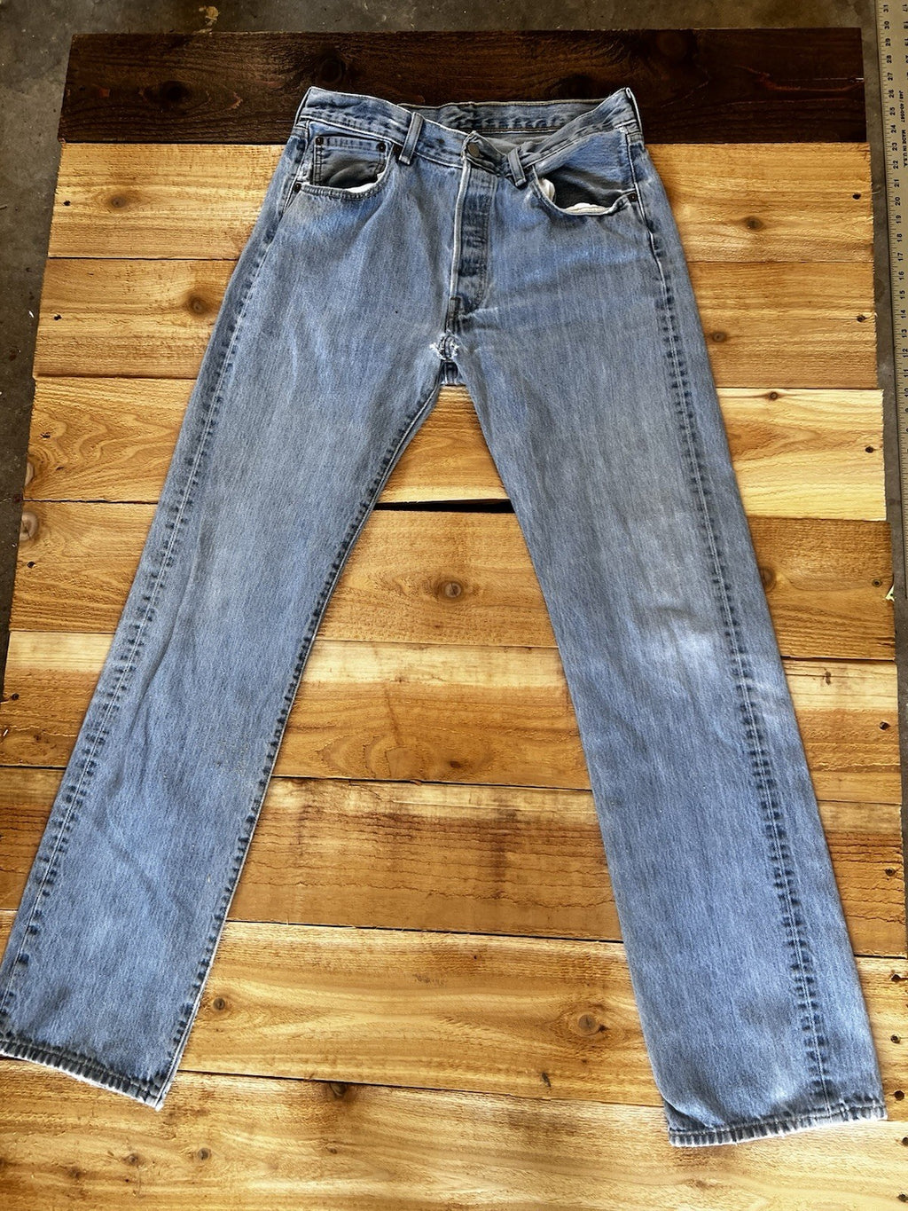 Levi's 501 Straight Fit Denim Jeans, Blue Light Wash