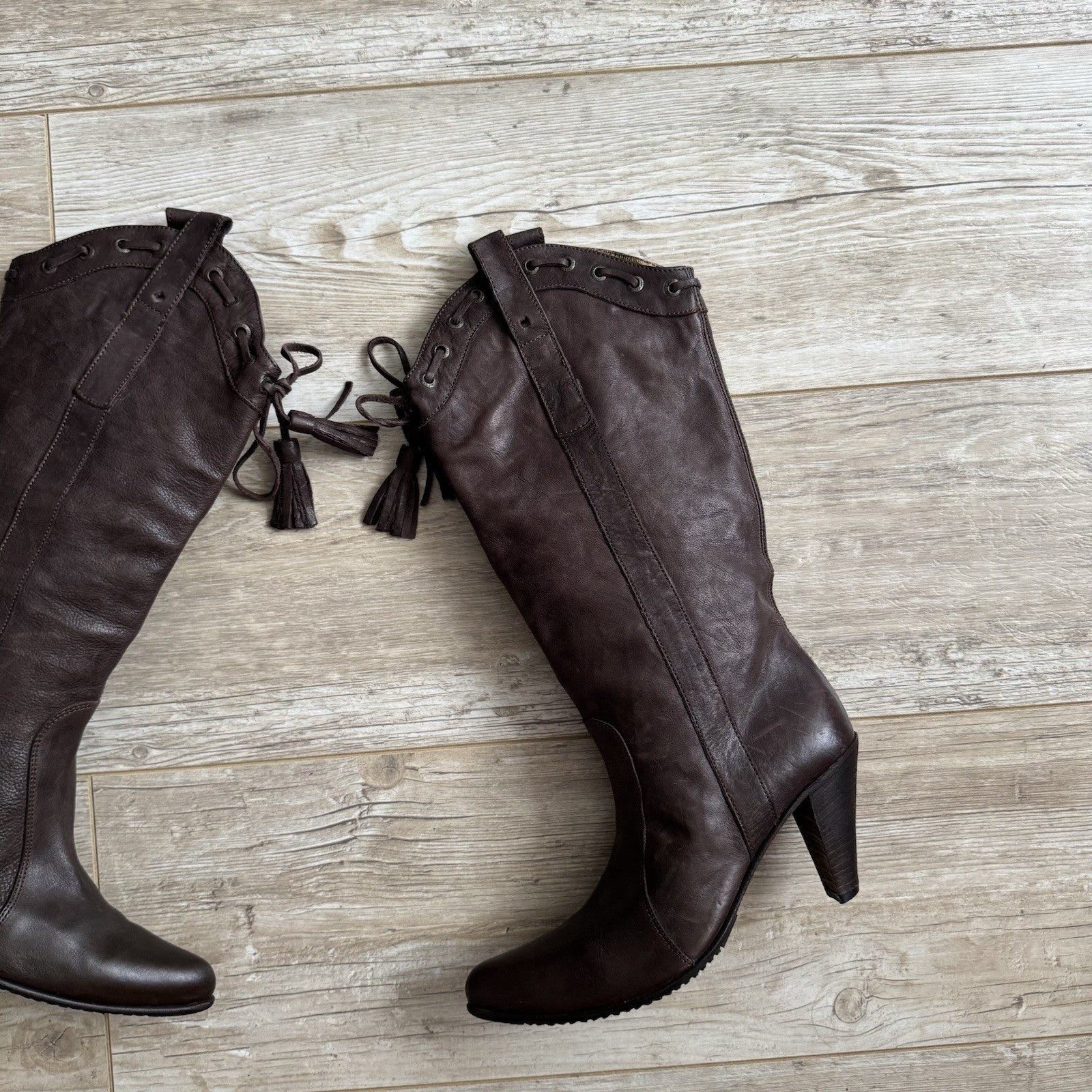 Just Cavalli Brown Leather Knee-High Boots