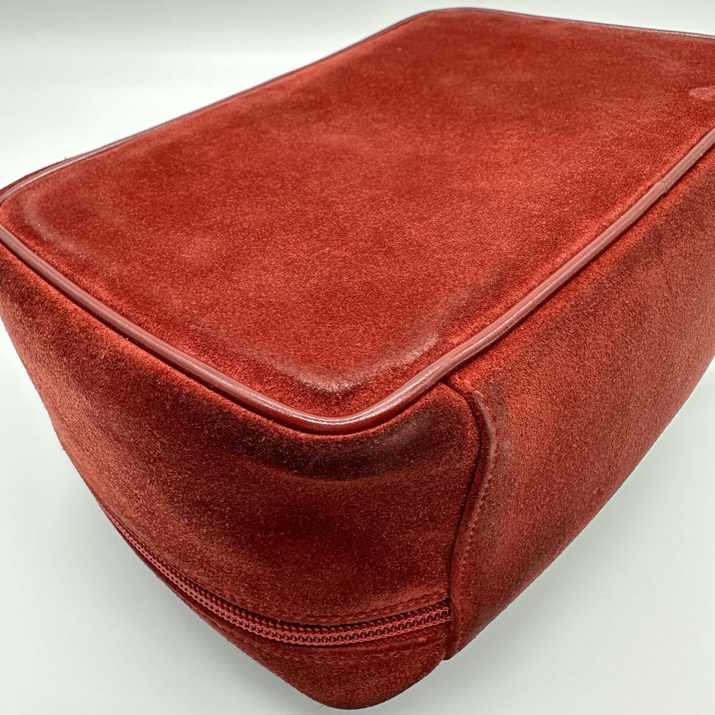 Gucci Horsebit Vanity Case in Red Suede
