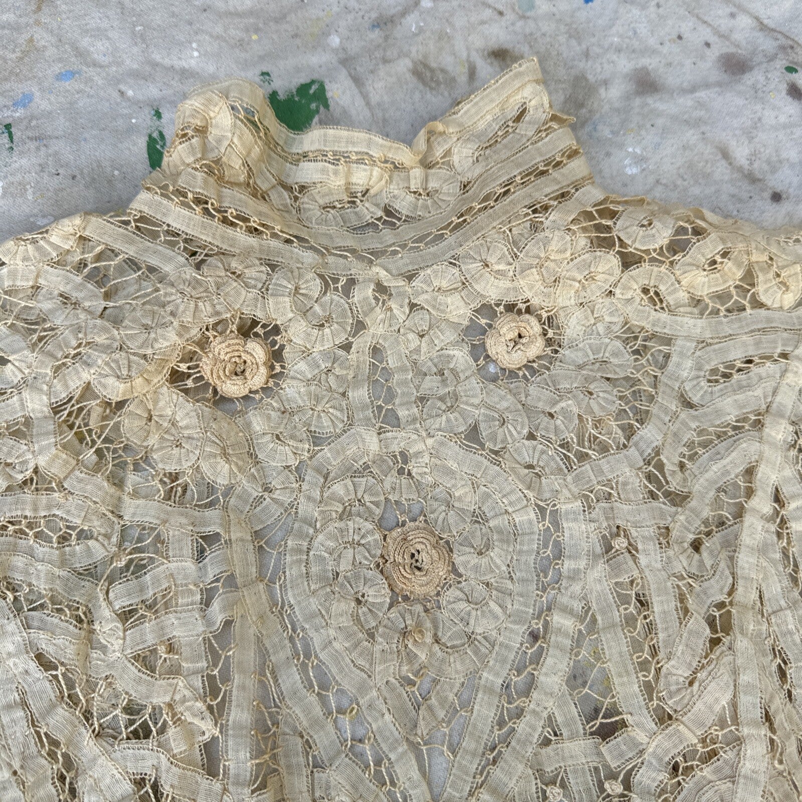 Edwardian Ecru Handmade Tape Lace Blouse Bodice