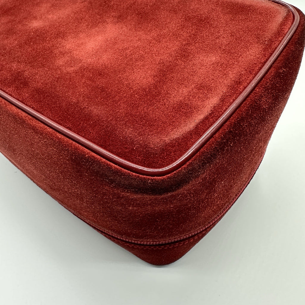 Gucci Horsebit Vanity Case in Red Suede