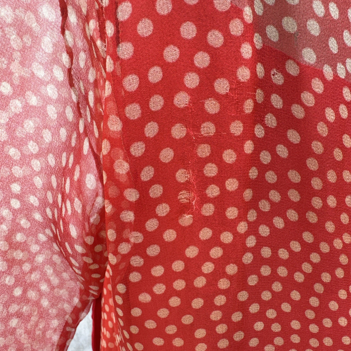 Marjone 1920s Red Silk Chiffon Polka Dot Dress