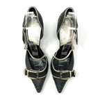 Christian Dior Galliano-Era CD Logo Buckle Heels, Black & Gold